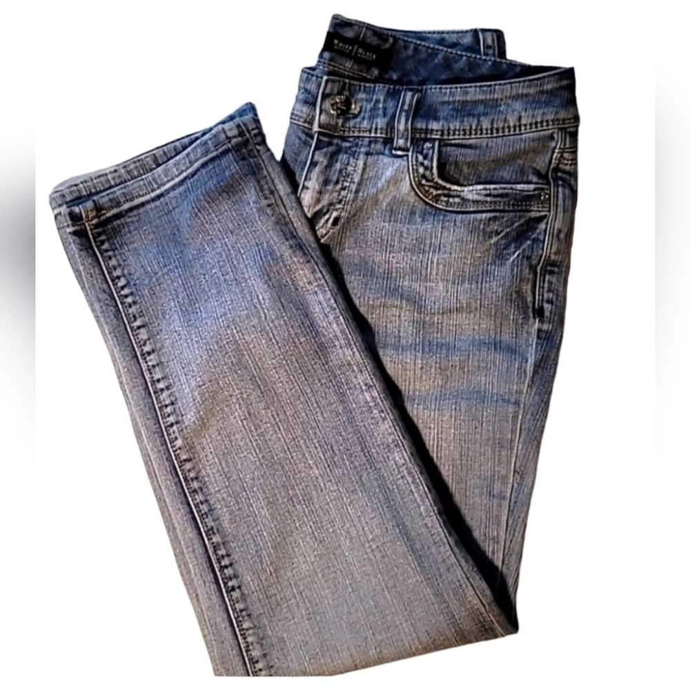 WOMENS JEANS WHITE HOUSE BLACK MARKET BLANC CAPRI SZ 2